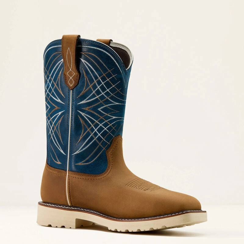 Ariat Men's Activator 11 Steel Toe Waterproof Western Work Boot- Brown/Blue- 10060893